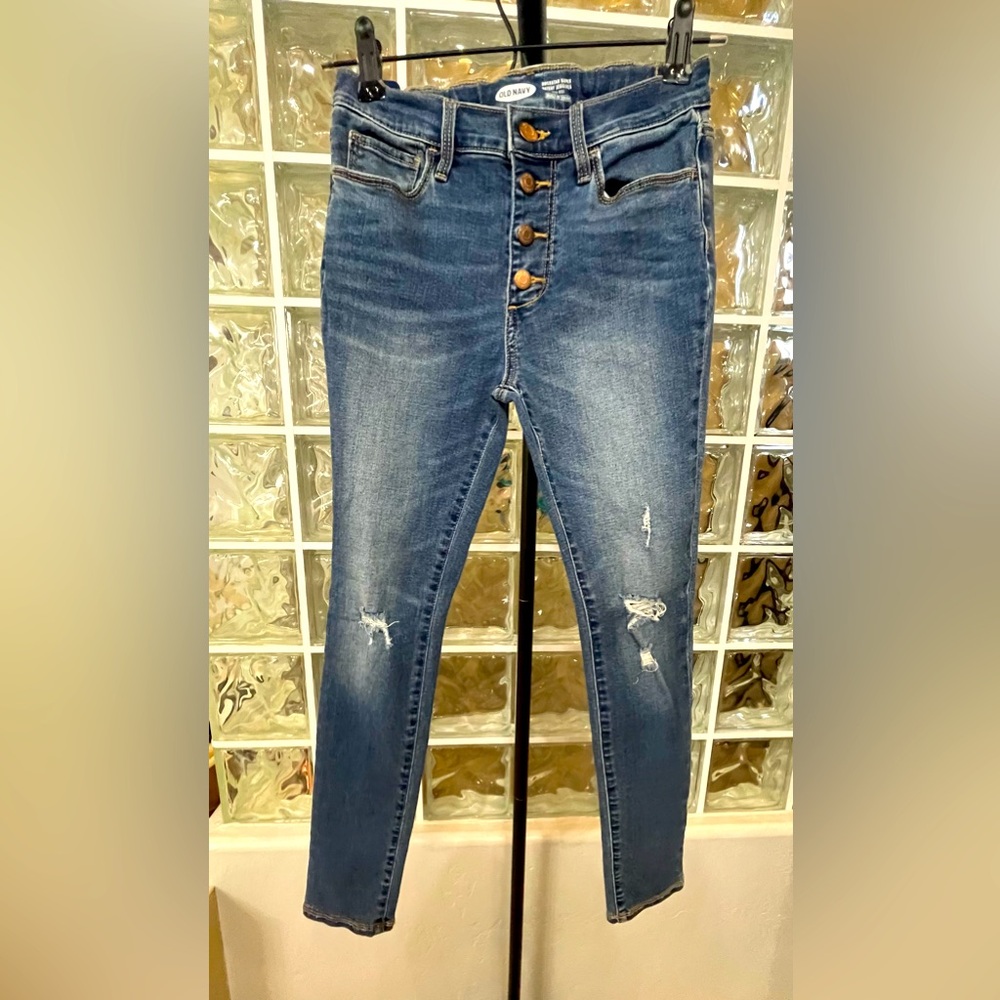 Girls Old Navy Rockstar Super Skinny High Rise Jeans Distressed button-fly